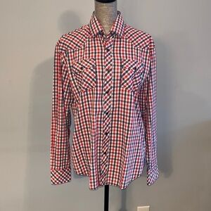 James Campbell Shirt Mens Medium Pearl Snap Western Cowboy Rancher Rodeo.